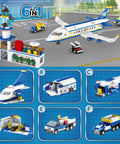 880 Piece City Airport Terminal Building Set, 6 In 1 Airplane Building Blocks Toy with control tower and aircraft models