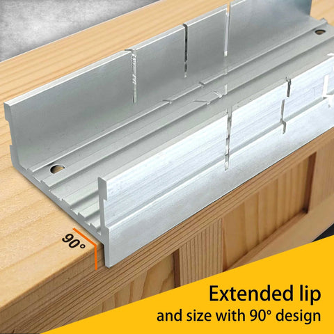 Hanpex aluminum small 5.3-inch miter box for hand saw with 90° lip and three cutting angles for wood and soft metal
