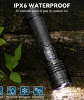 Rechargeable LED Flashlight Beast Bright 100,000 Lumens Tactical Torch With 5 Modes Adjustable Focus Waterproof in rugged outdoor setting