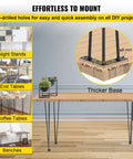 Beefy Heavy Duty Hairpin Table Legs 24 Inch Black Set Of 4 Carbon Steel With Three Rods For Desks Benches Tables And Chairs 880 Pounds Total Load Capacity DIY Furniture Support mounted on wood tabletop