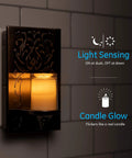 Candle Lite Plug In Night Light With Dusk To Dawn Sensor Flameless LED Candle Sunset Glow Oil Rubbed Bronze Finish shown on a wall