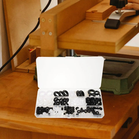 180 Piece Rubber Grommet Assortment Kit For Wires And Ceiling Fans, Lightweight Yet Durable Grommets In Multiple Sizes For Superior Wire Protection And Easy Ceiling Fan Install in open case