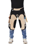 Heavy Duty Farrier Apron Chaps For Men With Cowhide Suede Leather And Canvas 25 Inch Length Side Knife Pockets Magnetic Closures