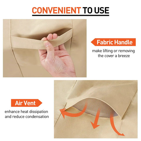 Heavy Duty Waterproof Outdoor Chair Covers Built To Last For High Back Dining And Swivel Chairs Pack Of 2 showing fabric handle and air vent