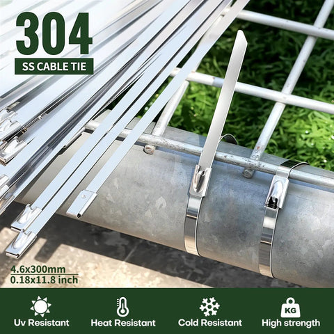 Ultra Tough Stainless Steel Zip Ties 200Pcs 11.8Inch 304 Heat Resistant Tie Wraps for Outdoor Use