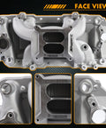 Chevy Big Block Air Gap Aluminum Intake Manifold Dual Plane For 1966-2000 BBC V8 Engines 396 402 427 454 face view