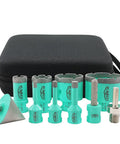 Tile Hole Saw Kit With 10-Piece Core Drill Bits Set From 6mm To 65mm For Porcelain Ceramic Granite Marble Dry Wet Drilling Includes Finger Bit Chamfer Bit Adapter And 5/8-11 Thread Portable Carry Bag
