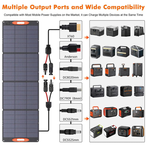 200W Foldable Solar Panel For Off Grid Power Stations Jackery Bluetti Anker With 16BB N Type Cells high efficiency connections