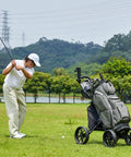 Four Wheel Golf Push Cart With Cup Holder And Umbrella Holder One Click Folding Height Adjustable Handle Lightweight Foldable Golf Pull Cart For Easy Car Trunk Storage on course
