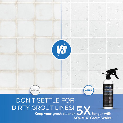 Before and after comparison using Grout Sealer 16 Oz Clear For Tile And Grout Natural Finish Indoor And Outdoor Protection Fast Dry.
