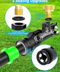 Close-up of Outdoor Patio Misting Kit's sealed brass adapter and fittings, showcasing 3 sealing upgrades for leak-proof performance.
