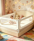 3-Piece Twin Size Bed Rail System White, fits most standard beds with baby inside, showing large safety guard rails in use