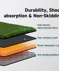 Durable 4 By 5 Feet Golf Hitting Mat With 2 Inch Thick Nylon Turf And Premium NBR Foam Base layers labeled for durability