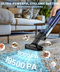 4 In 1 Cordless Car Vacuum, Portable Handheld Vacuum Cleaner And Air Duster with 19500 Pa suction cleaning pet hair on carpet