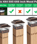 Outdoor Solar Post Lights Led Deck Fence Cap Lighting For 3.5x3.5 To 6x6 Wood Posts Bronze Finish 4 Pack size guide