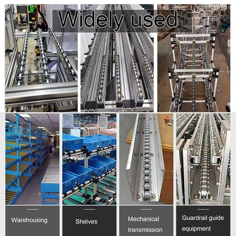Flow Rail Conveyor Wheels Kit For Heavy Duty Pallet And Box Handling, skate wheel system detail with shelves and storage bins