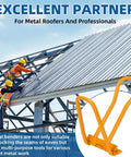 Roofers using Heavy Duty Standing Seam Roofing Tool With Drip Edge Folding For Pros Eaves Seam Locker on a metal roof