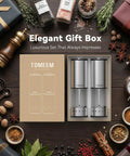 Rechargeable Electric Salt And Pepper Grinder Set With LED Display 115ml Large Capacity Stainless Steel Mills gift box