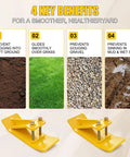 4 key benefits of Heavy Duty Tractor Bucket Skids For Lawns And Driveway Surfaces with visuals of ground protection features.