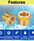 2x brass reducer hex bushings, 3/4 MNPT to 1/4 FNPT, heavy-duty threaded pipe fittings