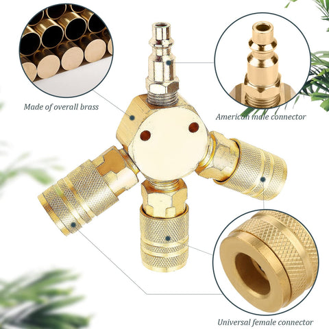 3-Way Air Manifold Steel 1 Quarter Inch Universal Air Hose Splitter For Air Compressors With Quick Connect Fittings Built Tough