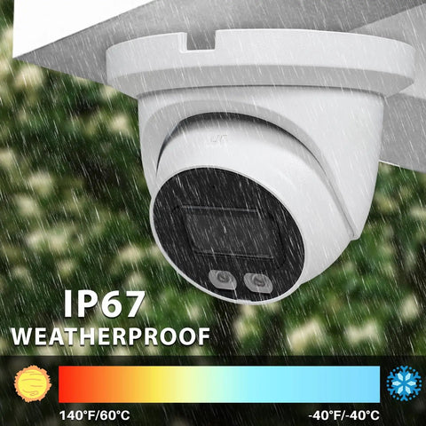 5MP TVI Turret Dome Security Camera With Night Color Vision, Weatherproof IP67 Outdoor, 4 In 1, mounted under overhang during rain