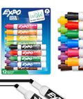 Fresh Top Shelf Dry Erase Markers With Low Odor Slick Smooth Glide Formula, Badass Durable Chisel Tips, Hella Vibrant Clean Erasable Whiteboard Pens, 12 Count Supply Stack, displaying various vibrant colors.
