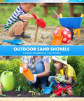 Kids using colorful 15 Pack 8 Inch Colorful Beach Sand Shovels For Kids Bulk Set Kid Friendly Sand Tools Awesome For Sensory Play