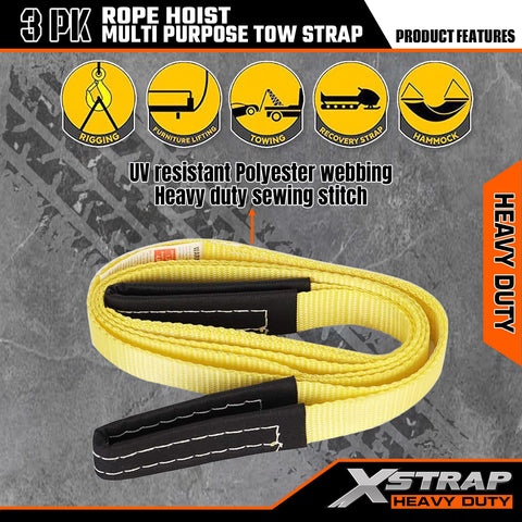 Beefy Heavy Duty Rope Hoist Kit With 4000 Lb Break Strength 65 Ft Poly Rope Includes Two 8 Ft Lift Slings With 1 Inch Web Slings And Black Wear Guard Ends Garage Grade Lifting