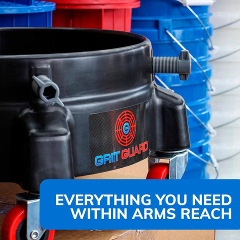 Heavy Duty Bucket Dolly With Five Rollin Smooth Casters And Two Locking Wheels, Reliable Rolling Wash Bucket Carrier For Auto Detailing, Fits 3 To 6 Gallon Buckets, No Sweat Car Wash Setup That Just Flows