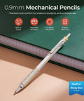 Nicpro Blocky Gear 0.9 mm Mechanical Pencil Set in Metal Case with 2 Tubes 0.9 HB Lead Refills and Erasers