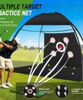 Golfer using 10x7ft Indoor Outdoor Golf Net With Tri Turf Mat For Backyard Driving And Chipping Training Multi Target