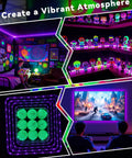 16.4Ft Black Light Strip Kit with USB Plug and Battery Box illuminating room and shelves for parties, posters, and displays.