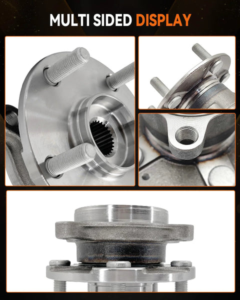 Front Wheel Bearing Hub Assembly 5 Lug With Encoder ABS Ready To Roll, close-up, various angles, metal construction