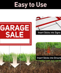 Six Pack Garage Sale Signs With Stakes Set Includes Two Large 17x12 Signs And Four Arrow 17x6 Signs, Metal Stakes, Double Sided Waterproof Design, Yard Sale Supplies For Maximum Visibility And Easy Customer Turnout; garage sale sign setup