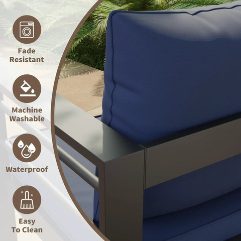 Outdoor Chair Cushions Set Of Four 23 By 20 By 4 Inches With Removable Cover Navy Waterproof And Fade Resistant For Patio Furniture