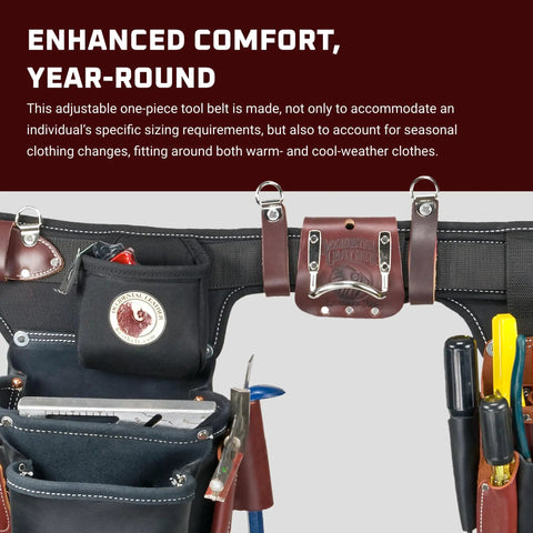 Adjustable Industrial Electrician Tool Belt Set Featuring Thirty One Slick Pockets And Kickass Pro Grade Tool Holders Built Tough For Hard Working Jobsite Go Getters Made In Usa with pockets for tools.