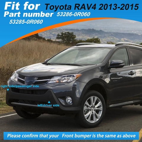 Toyota RAV4 Front Bumper Tow Hook Cover Set Pair 2013 2014 2015 Eye Cap Towing Eye Cover Left Right Easy To Install Direct Replacement 532860R060 532850R060 on vehicle