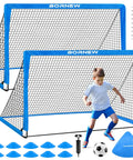 Two Pop Up Kids Soccer Goals For Backyard Practice Set 6x4 Ft And 4x3 Ft With Soccer Ball Pump 10 Cones And Ground Stakes