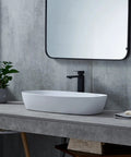 28x15 Inch Oval Porcelain Vessel Sink White Ceramic Above Counter Bathroom Basin on modern vanity