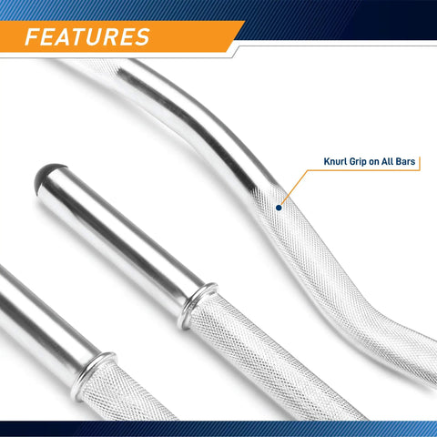 Standard Size Curl Bar And Dumbbell Handle Set With A 47 Inch Bar And 14 Inch Handles For 1 Inch Plates Heavy Duty Chrome Steel