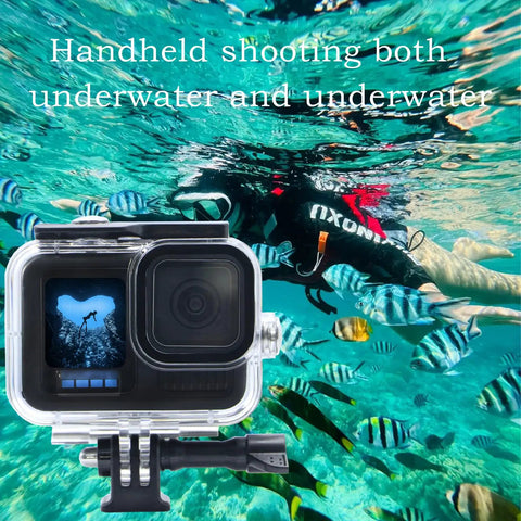 GoPro Waterproof Case For Hero 13 12 11 10 9 Black Protective Underwater Housing with Dive Kit, submerged capturing fish
