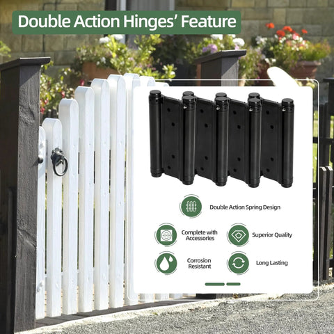 Six Inch Double Action Spring Hinges Self Closing For Cafe Saloon Pub Swinging Doors 201 Stainless Steel Includes Pins And Screws Four Pack Built Tough With Smooth Operation And Easy Install