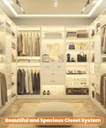 Freestanding Closet System With Adjustable Hanging Rods And Super Sturdy Steel Frame Built For No Sweat Setup And Roomy Multi Purpose Wardrobe Shoe Storage Tower in bright modern closet layout.