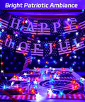 Patriotic Pentagram Star String Lights 13 Ft 40 LED Waterproof Outdoor Battery Operated with red, white, and blue colors
