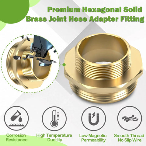 Brass Fire Hydrant Hose Adapter 2-1/2 In NST Male To 2 In NPT Male, Heavy-Duty, Leak-Resistant Octagonal Connector For Hoses, Hydrants, Standpipes And Industrial Water Systems, brass threaded adapter