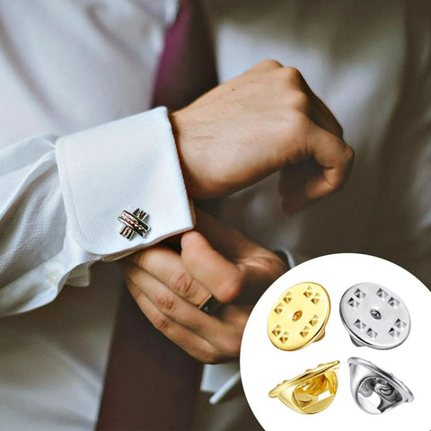 50 Pieces Hella Secure Butterfly Clutch Backs, Nickel Plated Brass Pin Fasteners for Badges and Jewelry Crafting on cufflink.