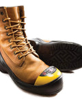 Brown boot with Molded Safety Steel Toe Caps For Worksite Toe Protection With Durable Impact Resistant Design Great For Visitors, XS Size