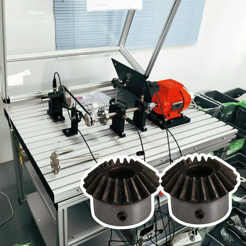 Two Piece Modulus 2 Bevel Gear Set With 20 Teeth 14mm Bore 90 Degree Tapered Bevel Made From 45 Steel in machinery setup