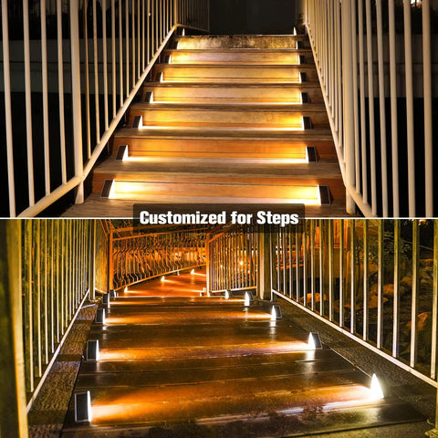 Solar Stair Lights 6 Pack Outdoor LED Step Lights Waterproof IP67 lighting garden deck and stairs at night